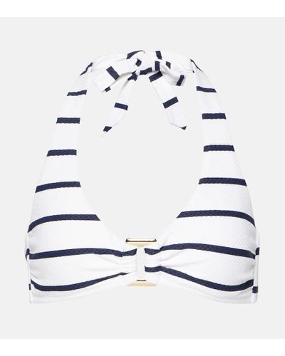 Heidi Klein Striped Halterneck Bikini Top - White