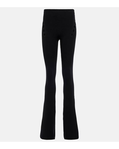 Jean Paul Gaultier Cutout High-rise Flared Wool Trousers - Blue