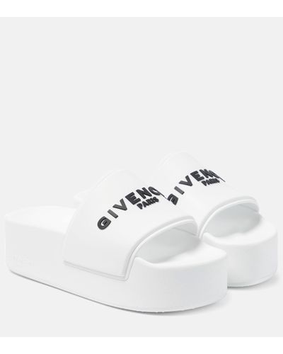 Givenchy Mules a plateforme et a logo - Blanc