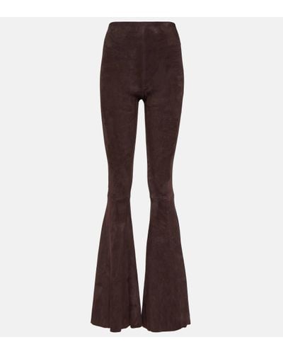 Stouls Cherilyn High-rise Suede Flared Trousers - Brown