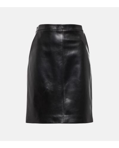 Saint Laurent Falda tubo de piel - Negro