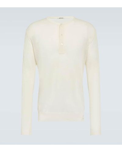 AURALEE Wool And Silk Henley Shirt - White