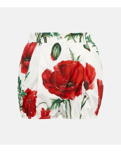 Dolce & Gabbana Floral Cotton Bloomer Shorts - Red