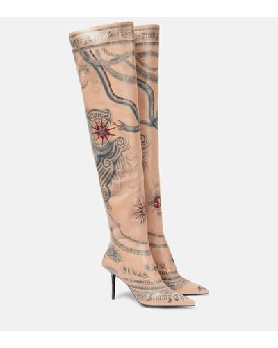Jimmy Choo X Jean Paul Gaultier - Stivali cuissardes Tattoo - Neutro