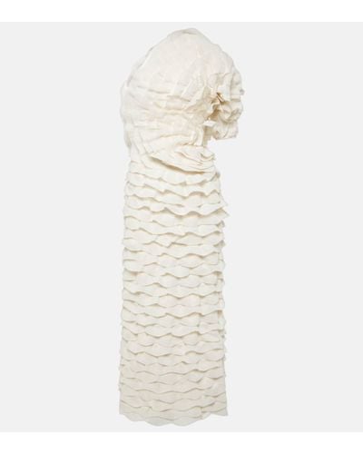 Chloé Robe longue asymetrique en soie melangee - Blanc