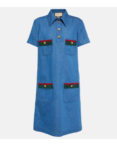 Gucci Vestido corto en denim - Azul