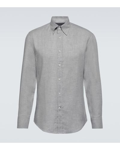 Brunello Cucinelli Hemd aus Baumwolle und Kaschmir - Grau