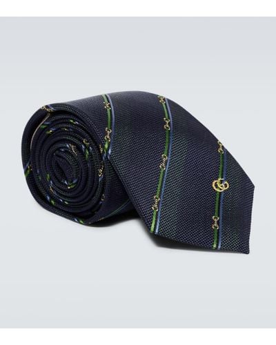 Gucci Corbata de seda con Horsebit - Azul