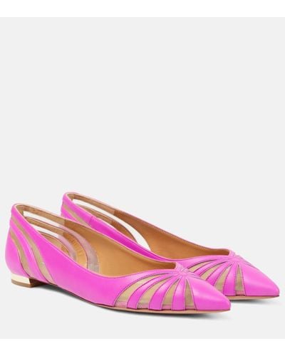 Aquazzura The Spy Leather And Mesh Ballet Flats - Pink