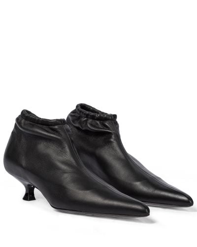 Khaite Volos Leather Ankle Boots - Black