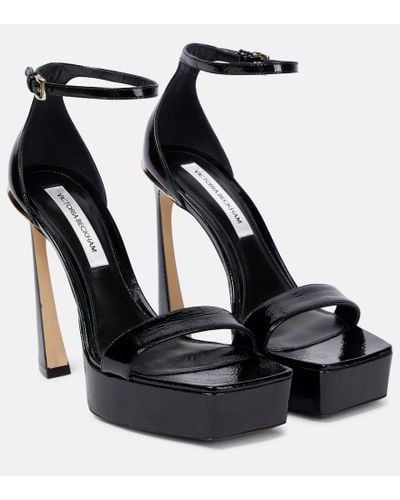 Victoria Beckham Patent Leather Platform Sandals - Black
