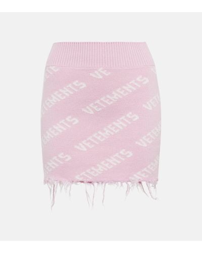 Vetements Logo Wool Miniskirt - Pink