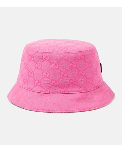 Gucci Sombrero de pescador de lona GG - Rosa