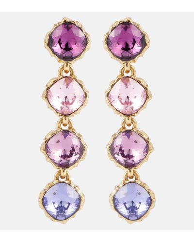 Oscar de la Renta Classic Crystal Strand Earrings - Purple