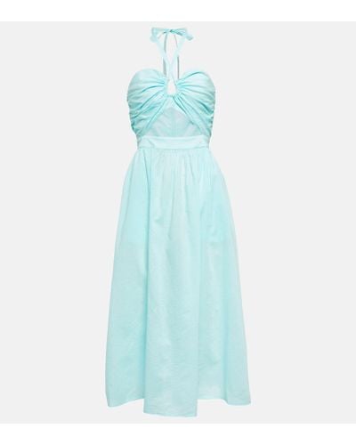Marysia Swim Cutout Cotton Midi Dress - Blue