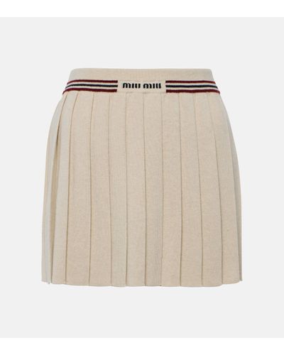 Miu Miu Mini-jupe plissee en cachemire - Neutre