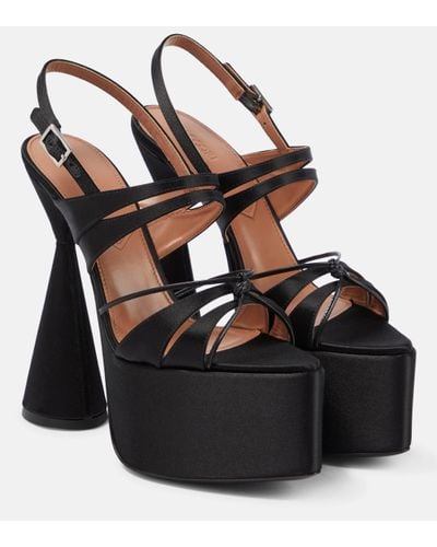 D'Accori Belle Satin Platform Sandals - Black