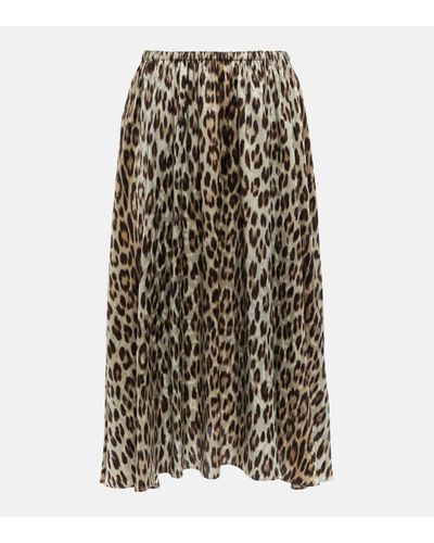 Balenciaga Jupe midi a taille haute en soie a motif leopard - Neutre