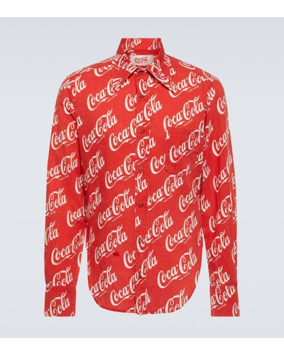 ERL X Coca-Cola® – Chemise imprimee en coton et lin - Rouge