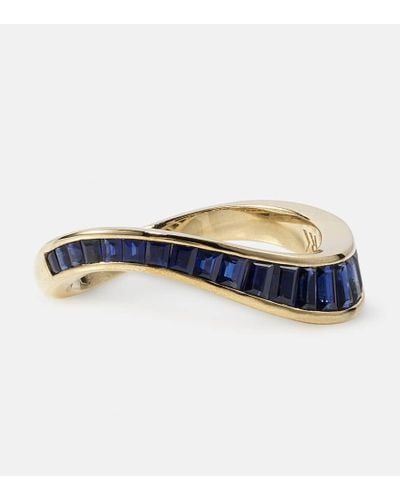 Rainbow K Wave 9kt Gold Ring With Sapphires - Blue