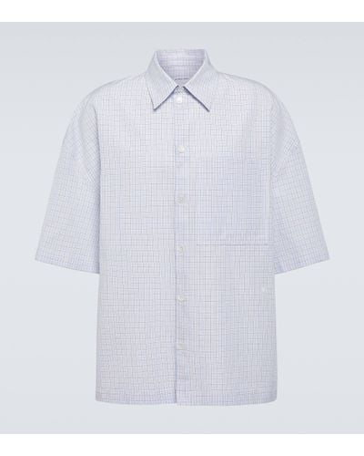 Bottega Veneta Checked Cotton And Linen Bowling Shirt - White