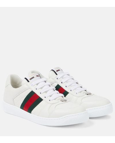Gucci Screener Leather Sneakers - White
