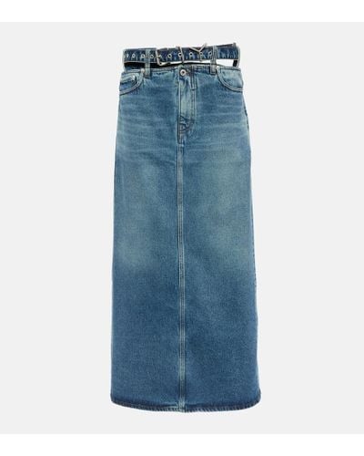 Y. Project Y Belt Denim Maxi Skirt - Blue