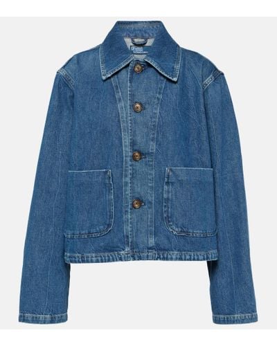 Polo Ralph Lauren Patch-pocket Contrast-stitching Boxy-fit Denim Jacket - Blue