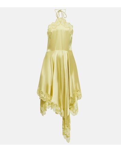 Stella McCartney Lace-trimmed Satin Midi Dress - Yellow