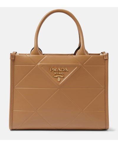 Prada Tote Symbole Mini aus Leder - Braun