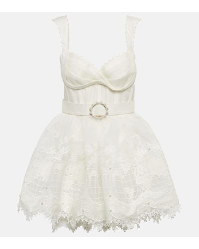 Zimmermann High Tide Corseted Linen-silk Mini Dress - White