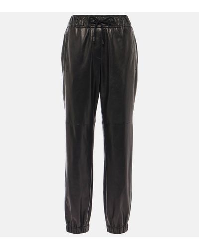 Brunello Cucinelli Leather Straight Trousers - Black