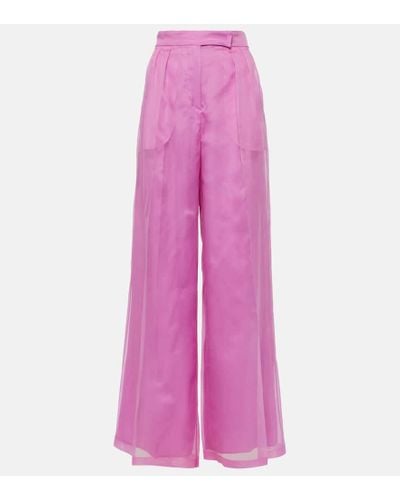 Max Mara Calibri Silk Organza Wide-leg Pants - Pink