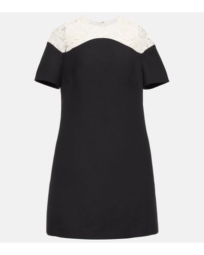 Valentino Crepe Couture Lace-trimmed Minidress - Black