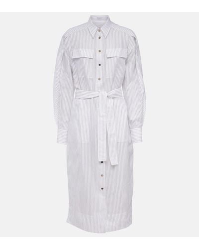 Brunello Cucinelli Hemdblusenkleid aus einem Baumwollgemisch - Weiß