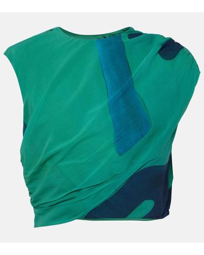 Sir. The Label Frankie Silk-blend Crop Top - Green