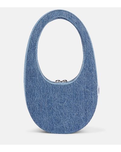 Coperni Swipe Mini Cotton Denim Shoulder Bag - Blue