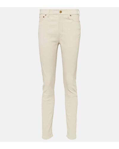 Polo Ralph Lauren High-rise Skinny Leg Leather Pant - Natural