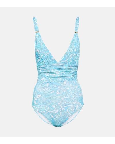 Melissa Odabash Panarea Printed Swimsuit - Blue