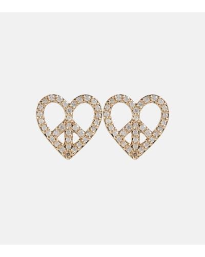Sydney Evan Orecchini Peace Heart in oro 14kt con diamanti - Metallizzato