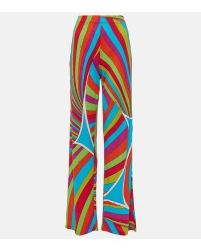 Emilio Pucci Iride Printed Straight Trousers - Blue