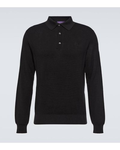 Ralph Lauren Purple Label Silk And Cotton Polo Shirt - Black