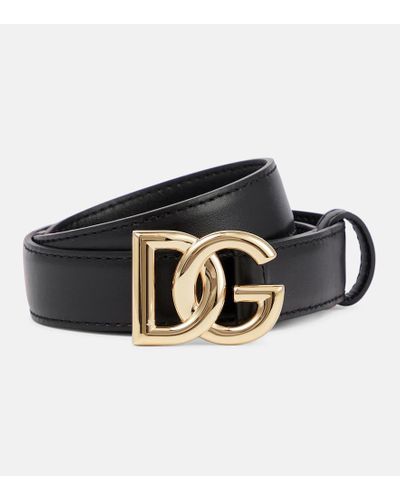 Dolce & Gabbana Cinturon DG de piel - Negro