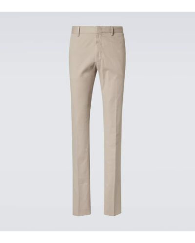 ZEGNA Cotton-blend Straight Pants - Natural