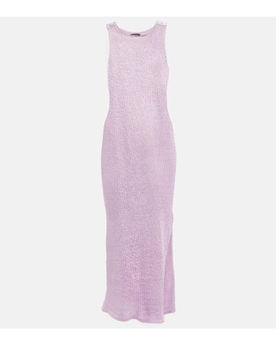 Tom Ford Satin-trimmed Midi Dress - Purple