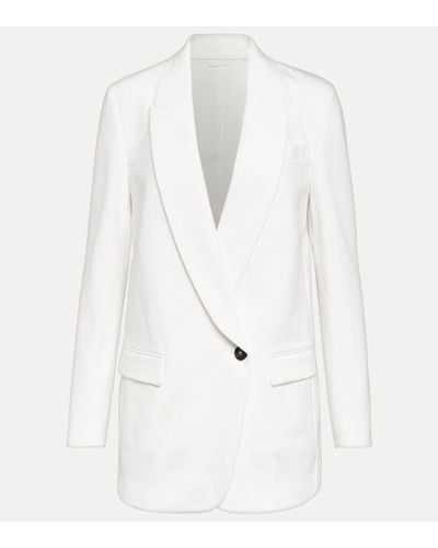 Brunello Cucinelli Single-breasted Cotton-blend Blazer - White