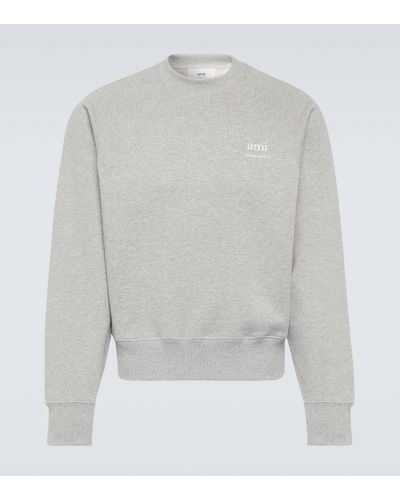 Ami Paris Logo Cotton Sweatshirt - Grey