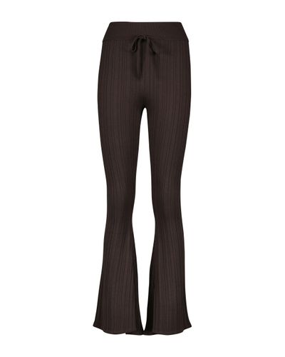 Live The Process Super Flare Ribbed-knit High-rise Trousers - Black