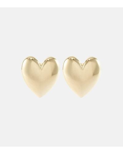 Jennifer Fisher Pendientes Puffy Heart Small chapados en oro de 14 ct - Blanco