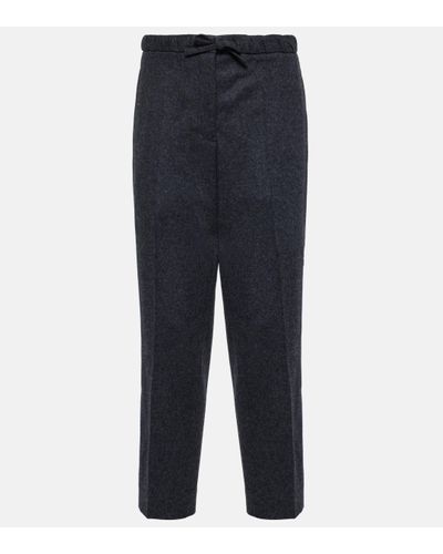 Jil Sander Virgin Wool Straight Trousers - Blue